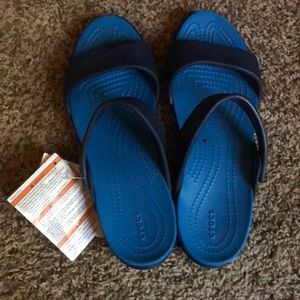 Blue croc sandals size 9